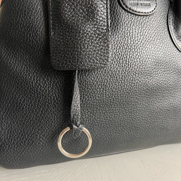 Suarez New York Italian black leather bag small satchel 3-compartments 2 ways - Picture 11 of 16